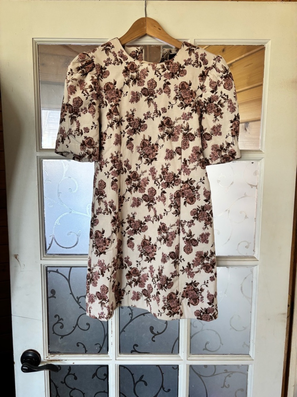 En Saison Cream Mini Dress with Pink Floral Print